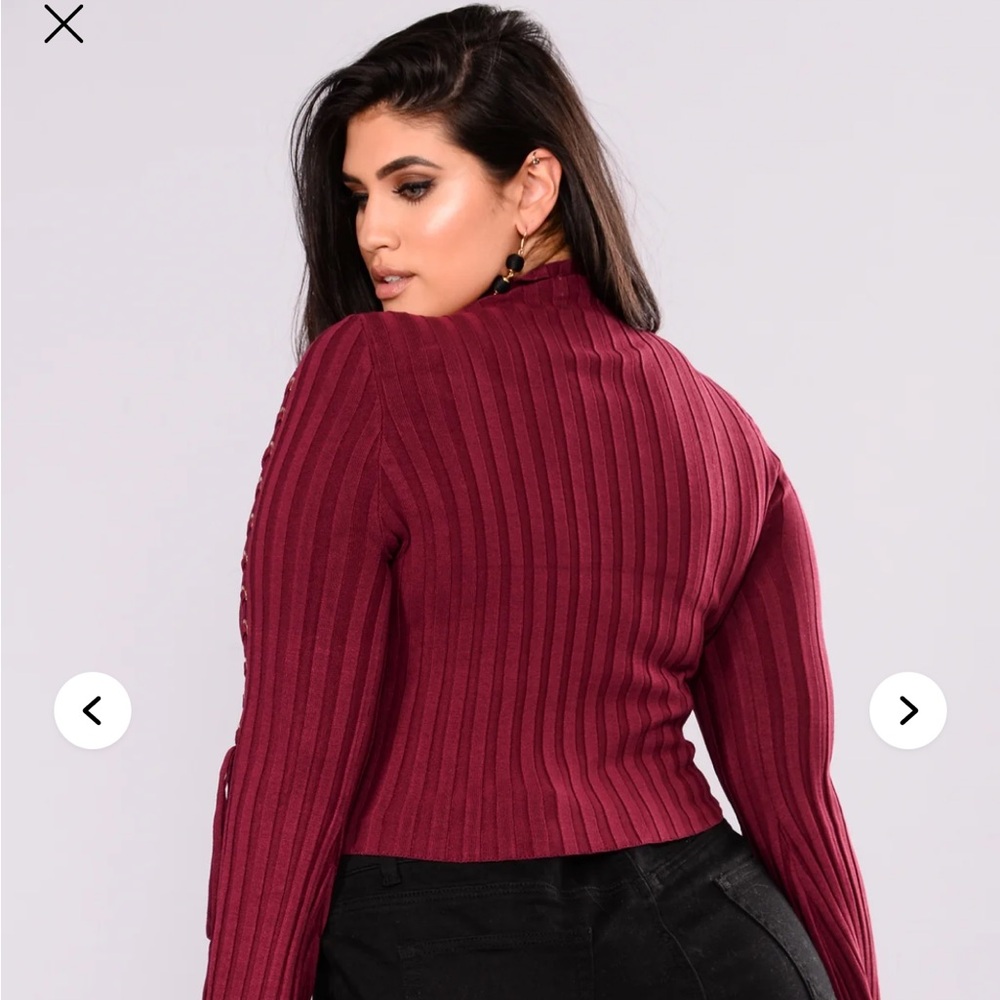 Fashion Nova Burgundy Sweater Crop Top - Picture 6 of 6
